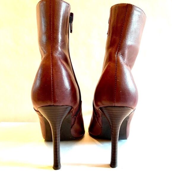 VINTAGE MAROON ANKLE BOOTS SIZE 7M 4” STACKED HEEL - Picture 6 of 6